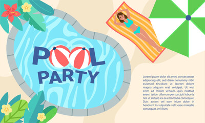 Woman relaxing by the pool during a summer pool party