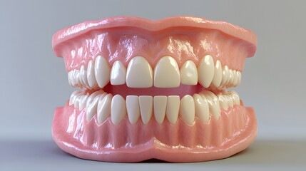 Obraz premium Detailed model of a human mouth displaying teeth, gums, and tongue for educational purposes in a learning environment