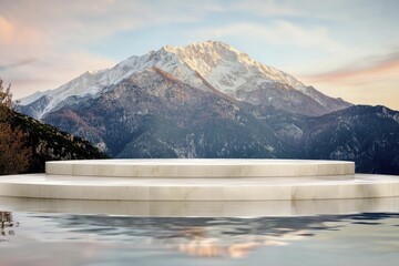 A serene mountain landscape reflected in a digital screen, symbolizing the journey of remote teamwork solutions.