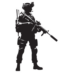 Defender Soldier silhouette, shielding the homeland from threats - Soldier illustration - Minimalist Soldier vector - Profession silhouette
