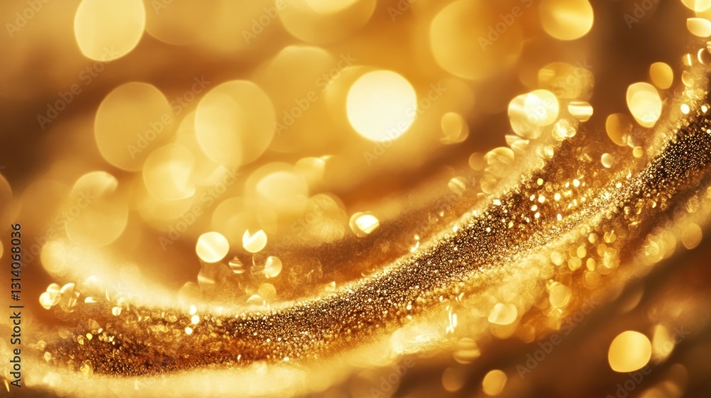 Poster golden bokeh abstract displaying swirls and sparkles in the light