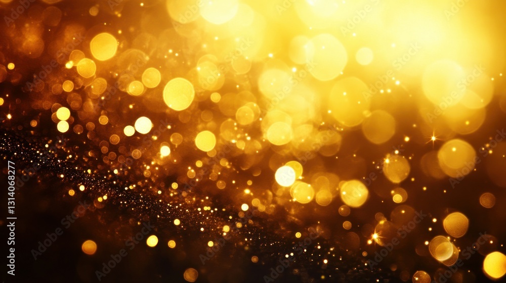 Poster an abstract image featuring golden light and particles in motion