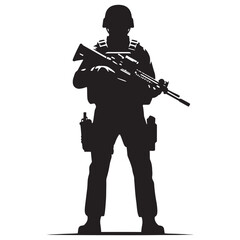 Resilient Soldier silhouette, enduring every battle with determination - Soldier illustration - Minimalist Soldier vector - Profession silhouette
