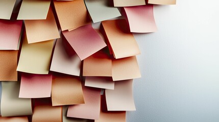 A clean whiteboard with colorful sticky notes arranged in a spiral, symbolizing effective brainstorming and idea generation.