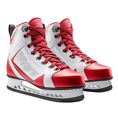Stylish Red and White Ice Skates: A Close-Up View