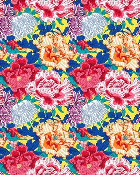 floral madhubani kalamkari chinz kani Abstract shirting Ajrakh Ikat block batik print patola Background digital printing textile pattern floral allover design front back and duppata kurti wallpaper


