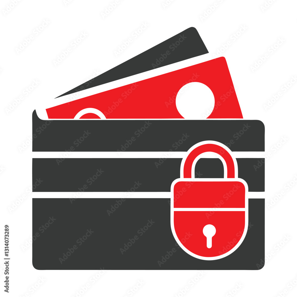 Poster minimalist secure wallet vector icon for digital finance.