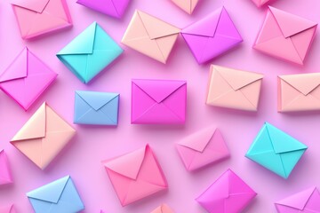 3d pastel colors e-mail envelopes
