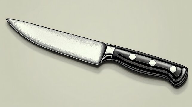 stainless steel chef knife isolated,cartoon illustration style