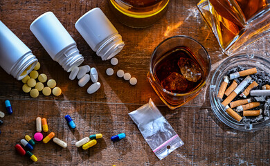 Addictive substances, including alcohol, cigarettes and drugs