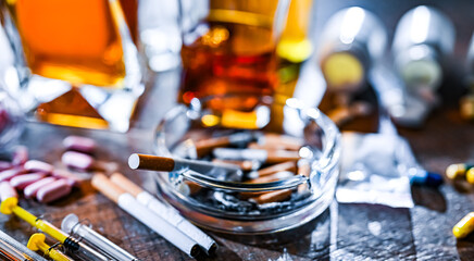 Addictive substances, including alcohol, cigarettes and drugs
