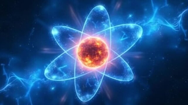 Abstract bright blue glowing background with energy sphere and plasma waves in 4K motion design, abstract background with plasma ball