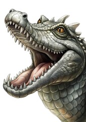 Obraz premium Ferocious Realistic Crocodile Illustration Teeth Open Mouth Detail
