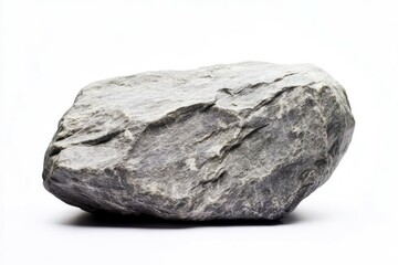 Large dark rock on white background texture and form. AI generative