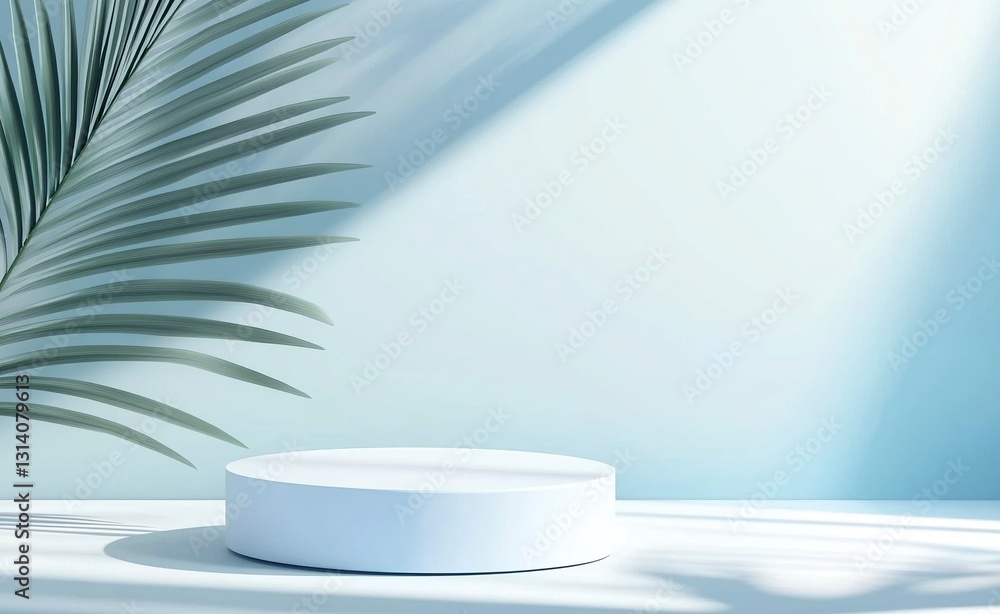 Poster white and blue vector background podium scene with geometric shapes for product display presentation
