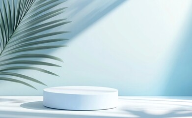 White and blue vector background podium scene with geometric shapes for product display presentation, mock-up template design. Illustration of a white and light blue 3D cube pedestal on a pastel-color