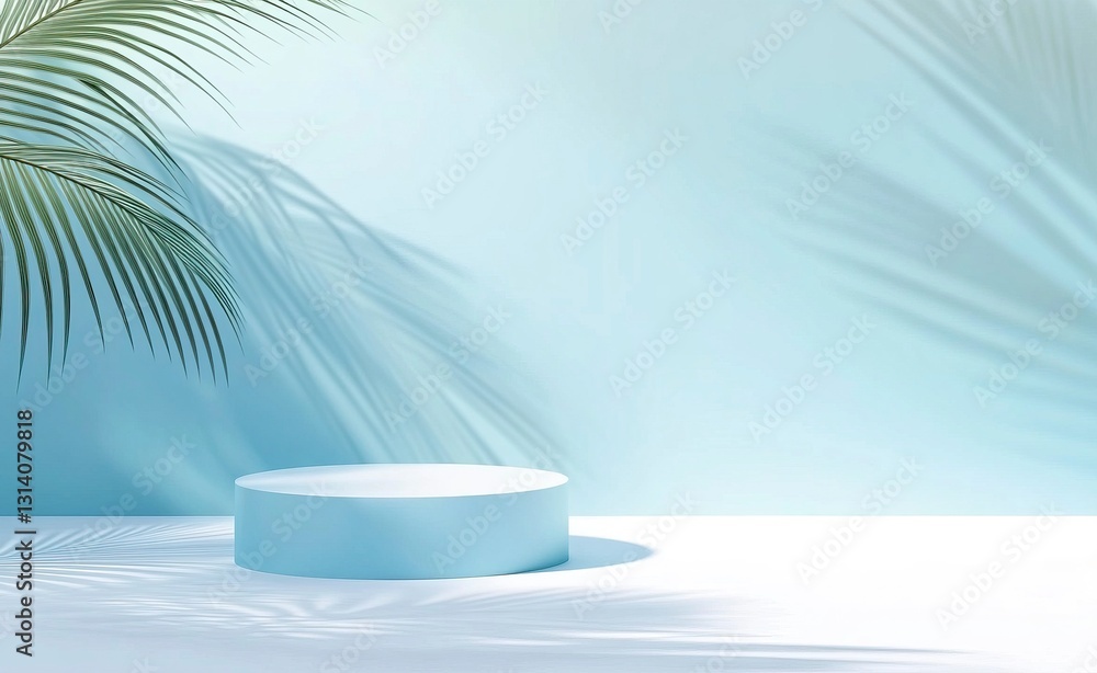 Poster white and blue vector background podium scene with geometric shapes for product display presentation