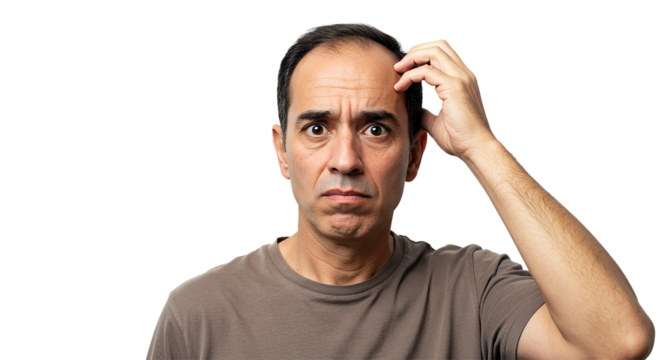 Mature Man with a Focused and Intense Look on Transparent Background