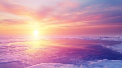 Fototapeta premium Serene Seascape at Sunrise with Vibrant Colors and Calm Waters