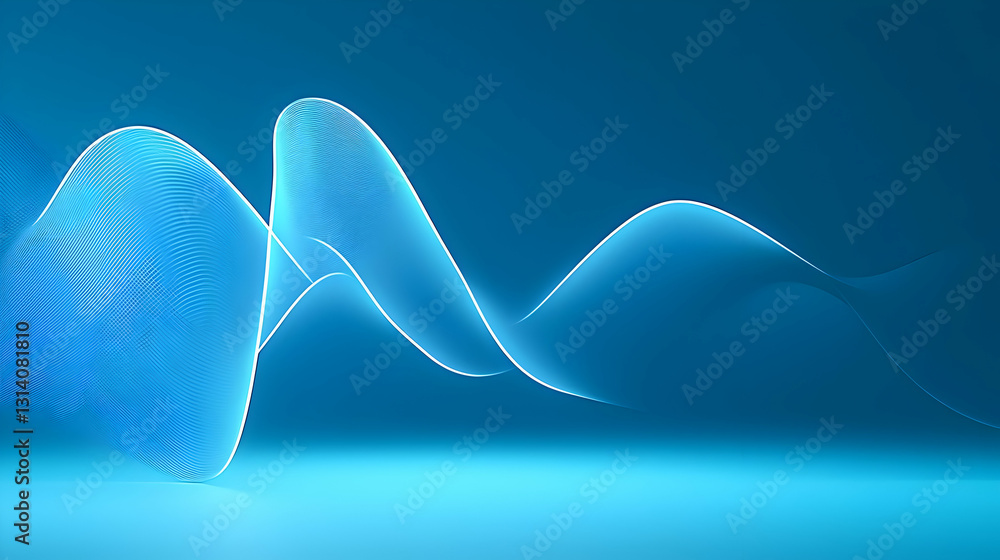 Poster abstract blue wave design with smooth curves gradient lighting and dynamic flow on blue background m