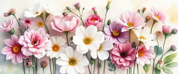 Vibrant Floral Watercolor Composition