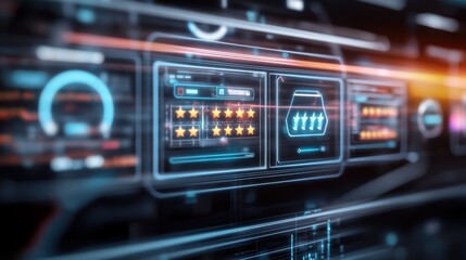 Obraz premium Monitoring user engagement metrics digital interface data visualization high-tech environment close-up view performance analysis