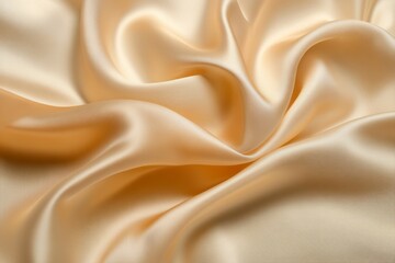 Fototapeta premium Luxurious beige silk fabric with soft folds. AI generated
