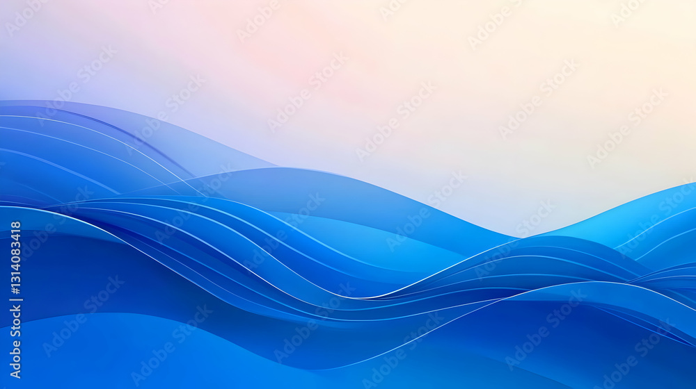 Poster abstract blue flowing waves background with soft gradient and elegant smooth lines