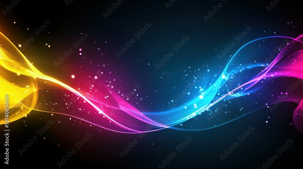 Poster colorful flowing light waves creating a beautiful artistic background image