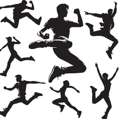 Jumping while kicking vector illustration