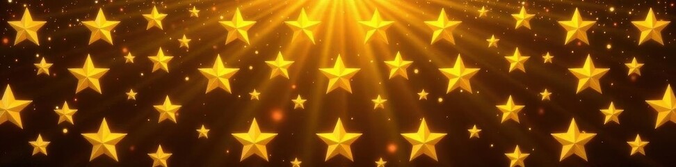 Obraz premium Luxurious golden yellow star background, repeating stellar design, night, decorative