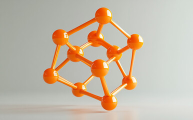 3d render of molecule, 3d model of molecule, orange molecular model