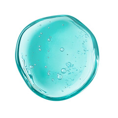 teal gel texture with bubbles on white background