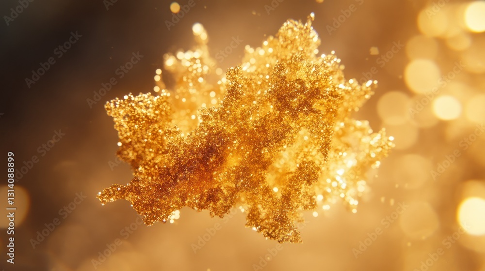 Aufkleber a shimmering abstract golden form with sparkling scattered particles