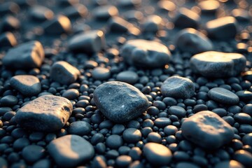 Scattered stones, sharp edges; contrasting light and shadow , topography, image, backdrop
