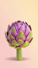 Obraz premium A purple flower with green leaves