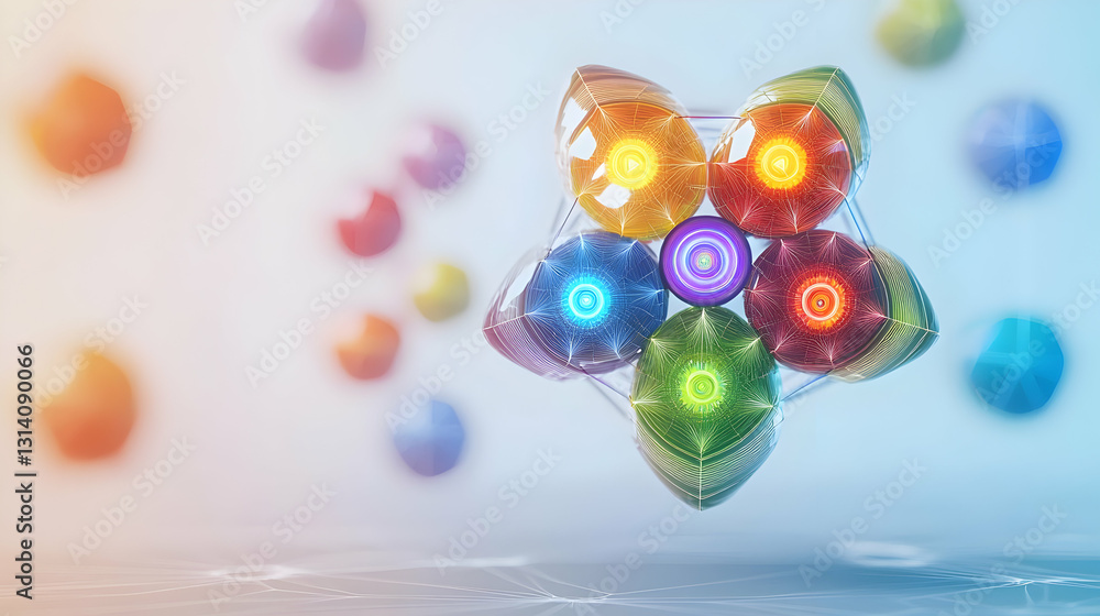 Aufkleber 3d render of a colorful abstract star shape with glowing lights
