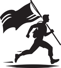running with holding a flag vector illustration