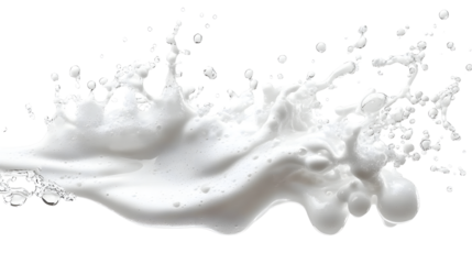 White foam splashing and pouring with transparent background