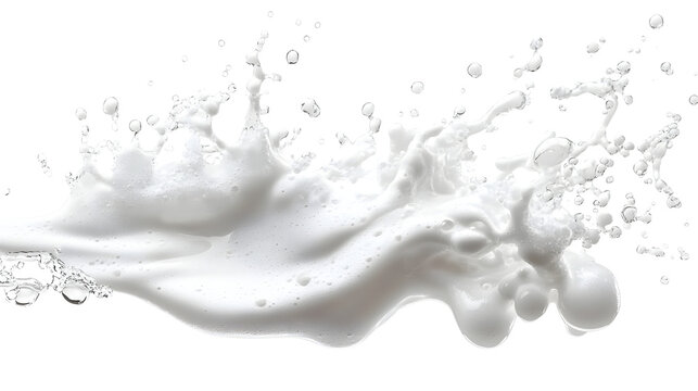 White foam splashing and pouring with transparent background