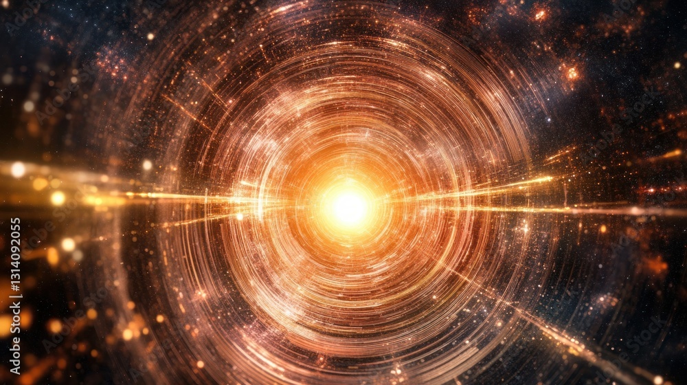Poster cosmic tunnel with light emitting from a center point