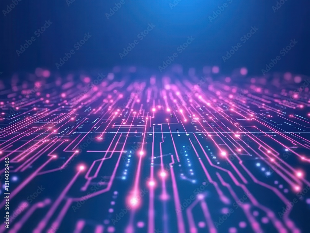 Aufkleber close-up of a circuit board against a blue background illustrating the concepts of artificial intell