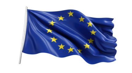 european union flag waving isolated on white background