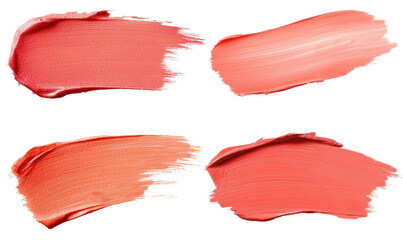 coral lipstick swatch texture on white background