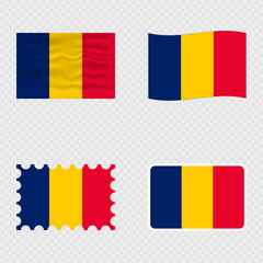Fototapeta premium Chad national flag in four different styles.