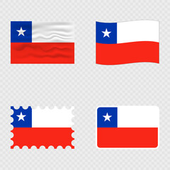 Chile national flag in four different styles.