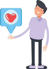 Male Character and Heart Message
