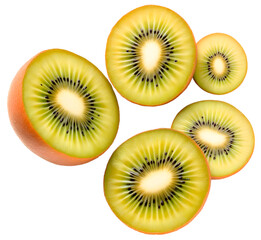 Fototapeta premium Gold Kiwi fruit cut in half isolated on trasnparent background