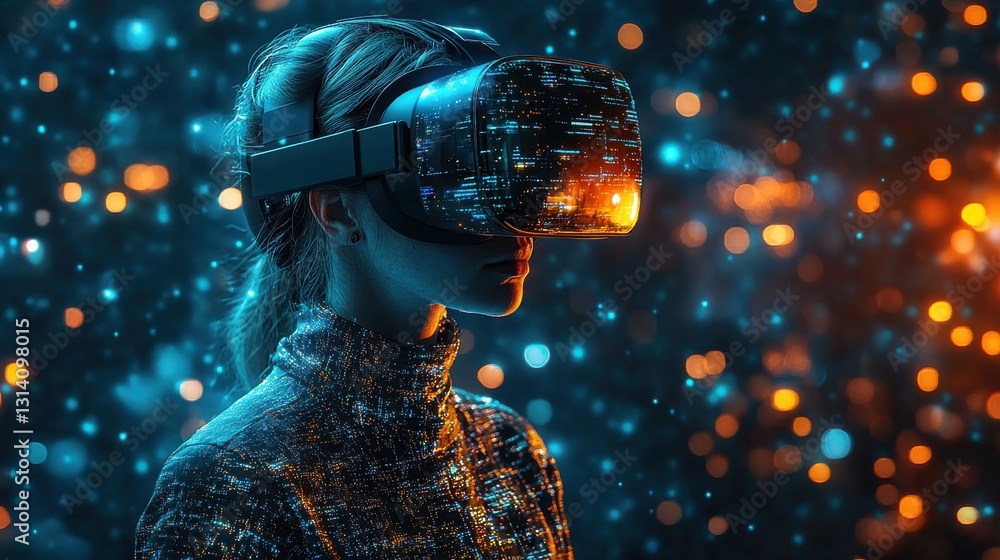 Wall mural virtual reality interface interaction background