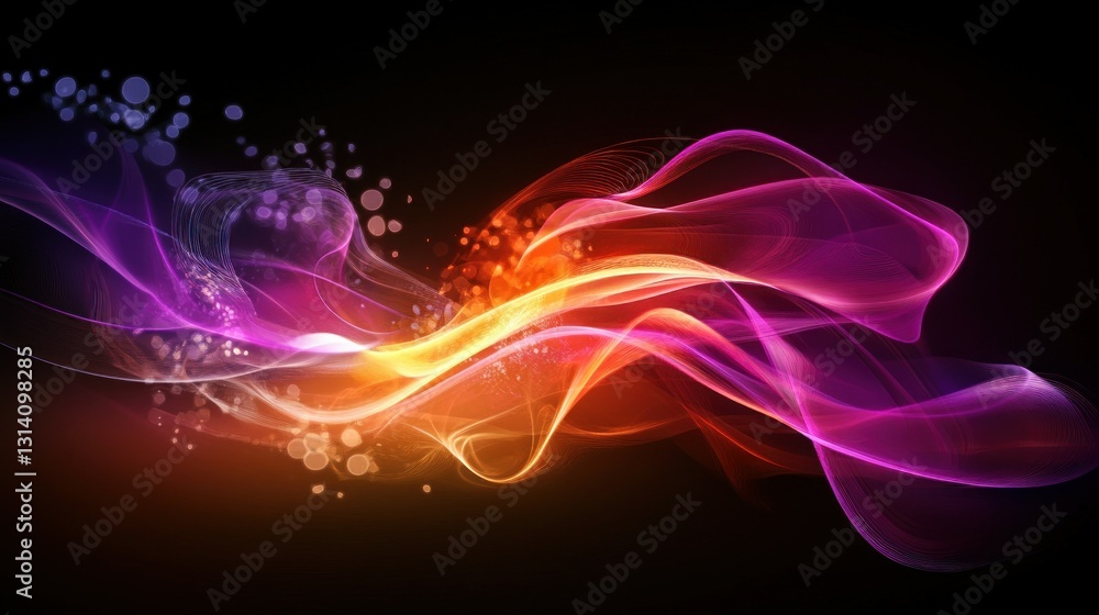 Aufkleber abstract design features colorful flowing lines against a dark background